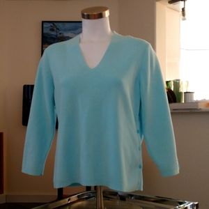 Liz Claiborne women's v neck 3/4 sleeve sweater with side button detail ,sleeve.